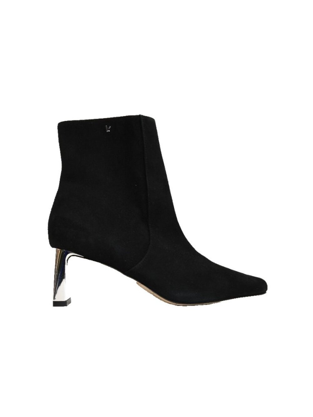 New! LARROUDE Alexis Bootie Black Suede Silver Heel Size 9 DD673